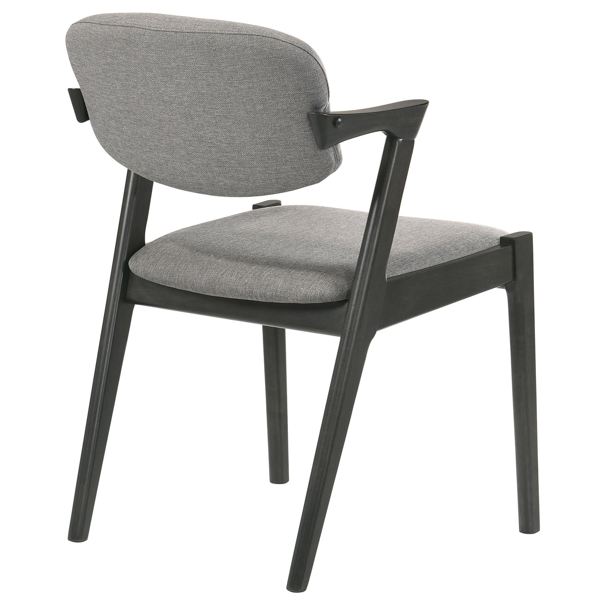 Stevie Mid-Century Z-Frame Padded Dining Arm Chairs (Set of 2) - Black Stain Hardwood with Padded Fabric Seats – view 8
