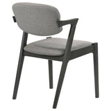 Stevie Mid-Century Z-Frame Padded Dining Arm Chairs (Set of 2) - Black Stain Hardwood with Padded Fabric Seats – view 8