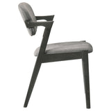Stevie Mid-Century Z-Frame Padded Dining Arm Chairs (Set of 2) - Black Stain Hardwood with Padded Fabric Seats – view 9