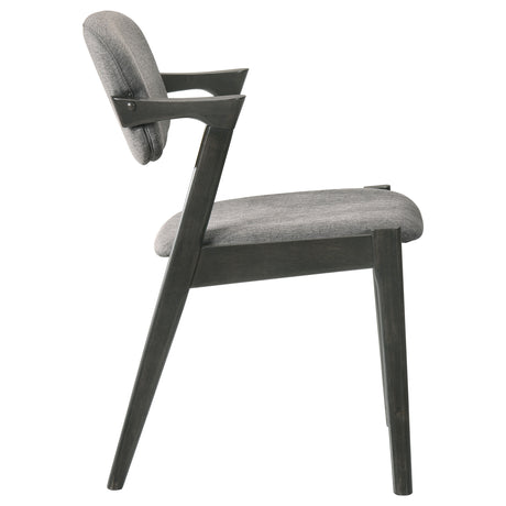 Stevie Mid-Century Z-Frame Padded Dining Arm Chairs (Set of 2) - Black Stain Hardwood with Padded Fabric Seats – view 9