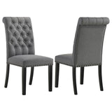 Alana Button-Tufted Dining Side Chairs, Set of 2 - Grey Linen-Like Fabric - Set of 2
