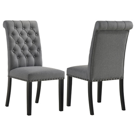 Alana Button-Tufted Dining Side Chairs, Set of 2 - Grey Linen-Like Fabric - Set of 2
