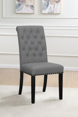 Alana Button-Tufted Dining Side Chairs, Set of 2 - Rolled Top & Nailhead Trim in Sand Velvet or Grey – view 2