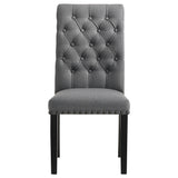 Alana Button-Tufted Dining Side Chairs, Set of 2 - Rolled Top & Nailhead Trim in Sand Velvet or Grey – view 20