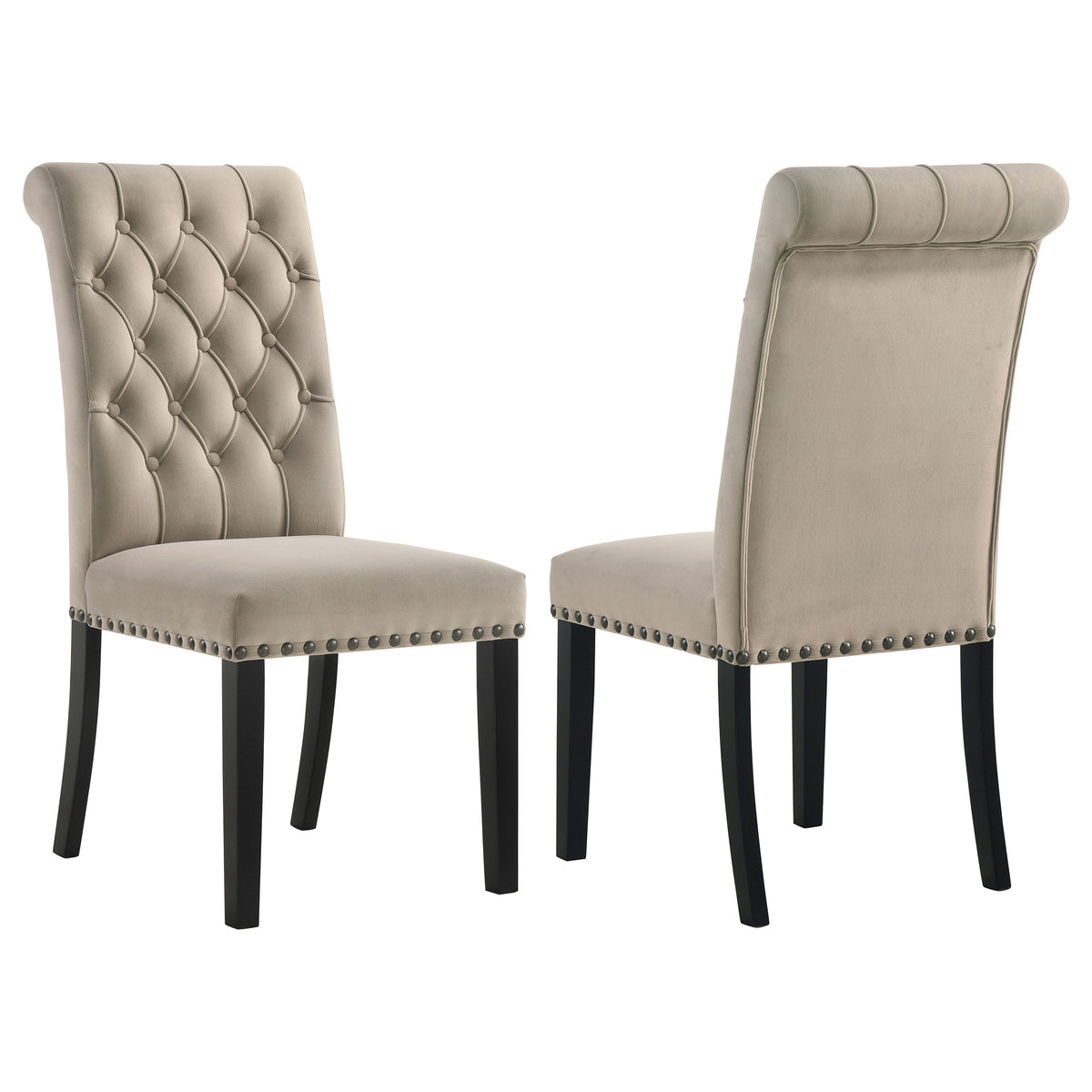 Alana Button-Tufted Dining Side Chairs, Set of 2 - Sand Velvet - Set of 2