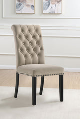 Alana Button-Tufted Dining Side Chairs, Set of 2 - Rolled Top & Nailhead Trim in Sand Velvet or Grey – view 1