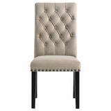 Alana Button-Tufted Dining Side Chairs, Set of 2 - Rolled Top & Nailhead Trim in Sand Velvet or Grey – view 6