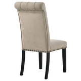 Alana Button-Tufted Dining Side Chairs, Set of 2 - Rolled Top & Nailhead Trim in Sand Velvet or Grey – view 10
