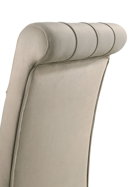 Alana Button-Tufted Dining Side Chairs, Set of 2 - Rolled Top & Nailhead Trim in Sand Velvet or Grey – view 12