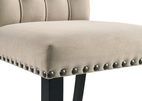 Alana Button-Tufted Dining Side Chairs, Set of 2 - Rolled Top & Nailhead Trim in Sand Velvet or Grey – view 13