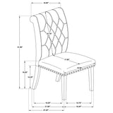 Alana Button-Tufted Dining Side Chairs, Set of 2 - Rolled Top & Nailhead Trim in Sand Velvet or Grey – view 17