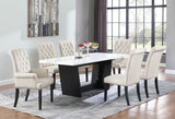 Alana Button-Tufted Dining Side Chairs, Set of 2 - Rolled Top & Nailhead Trim in Sand Velvet or Grey – view 18