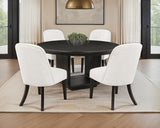 Leandro Pedestal Dining Collection - 5pcs- Round Table + 4 Side Chairs
