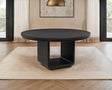 Leandro Pedestal Dining Collection - 60" Round or 78"-96" Extension Table in Burnished Black with Cream Chairs – view 1