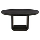 Leandro Pedestal Dining Collection - 60" Round or 78"-96" Extension Table in Burnished Black with Cream Chairs – view 17