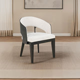 Leandro Pedestal Dining Collection - 60" Round or 78"-96" Extension Table in Burnished Black with Cream Chairs - lifestyle