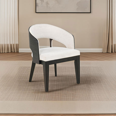 Leandro Pedestal Dining Collection - 60" Round or 78"-96" Extension Table in Burnished Black with Cream Chairs - lifestyle