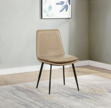 Ortega Upholstered Dining Side Chairs (Set of 2) - Tan Leatherette Bucket Seat on Black Metal Legs – view 1