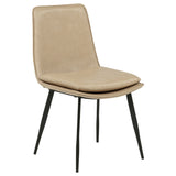 Ortega Upholstered Dining Side Chairs (Set of 2) - Tan Leatherette Bucket Seat on Black Metal Legs – view 3