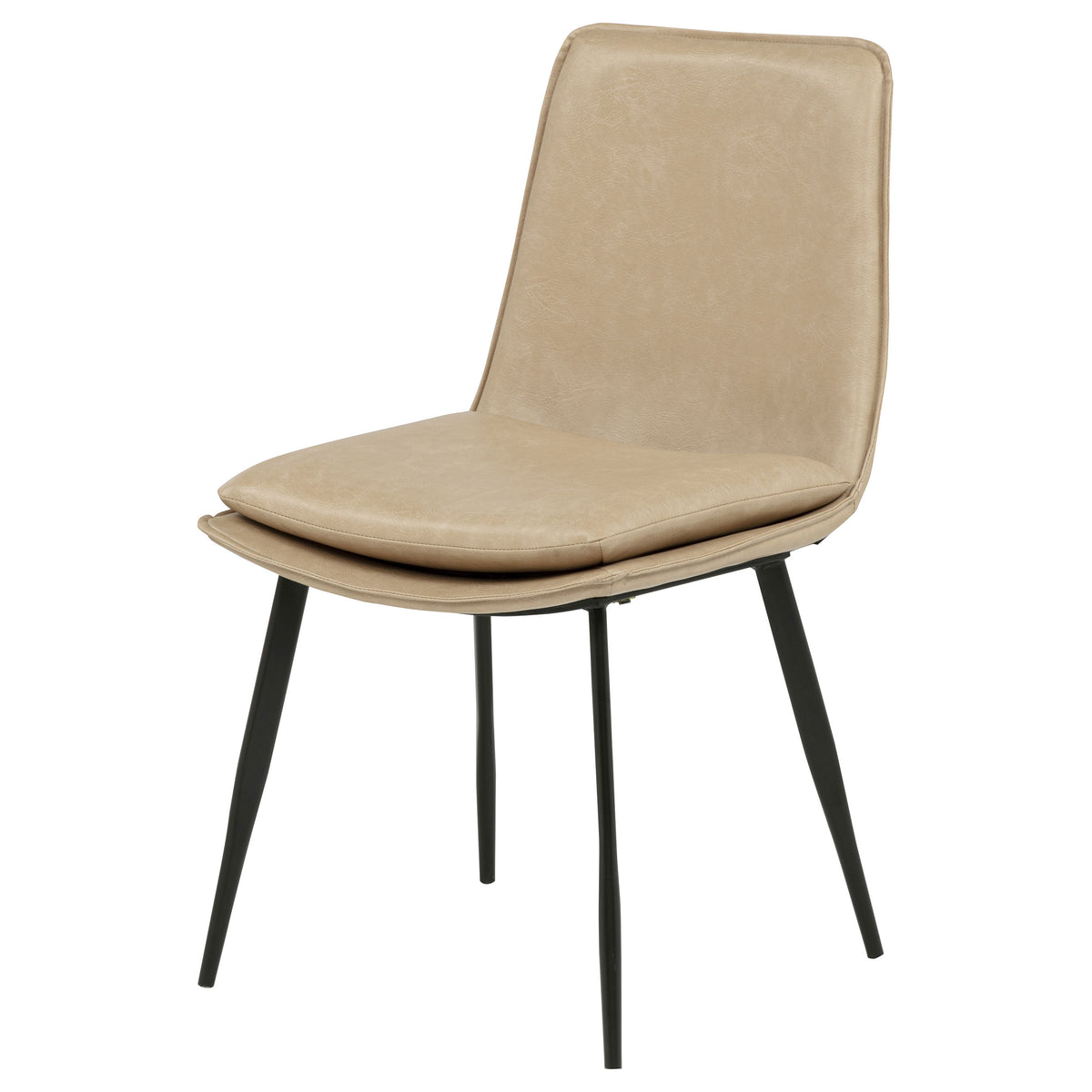 Ortega Upholstered Dining Side Chairs (Set of 2) - Tan Leatherette Bucket Seat on Black Metal Legs – view 5