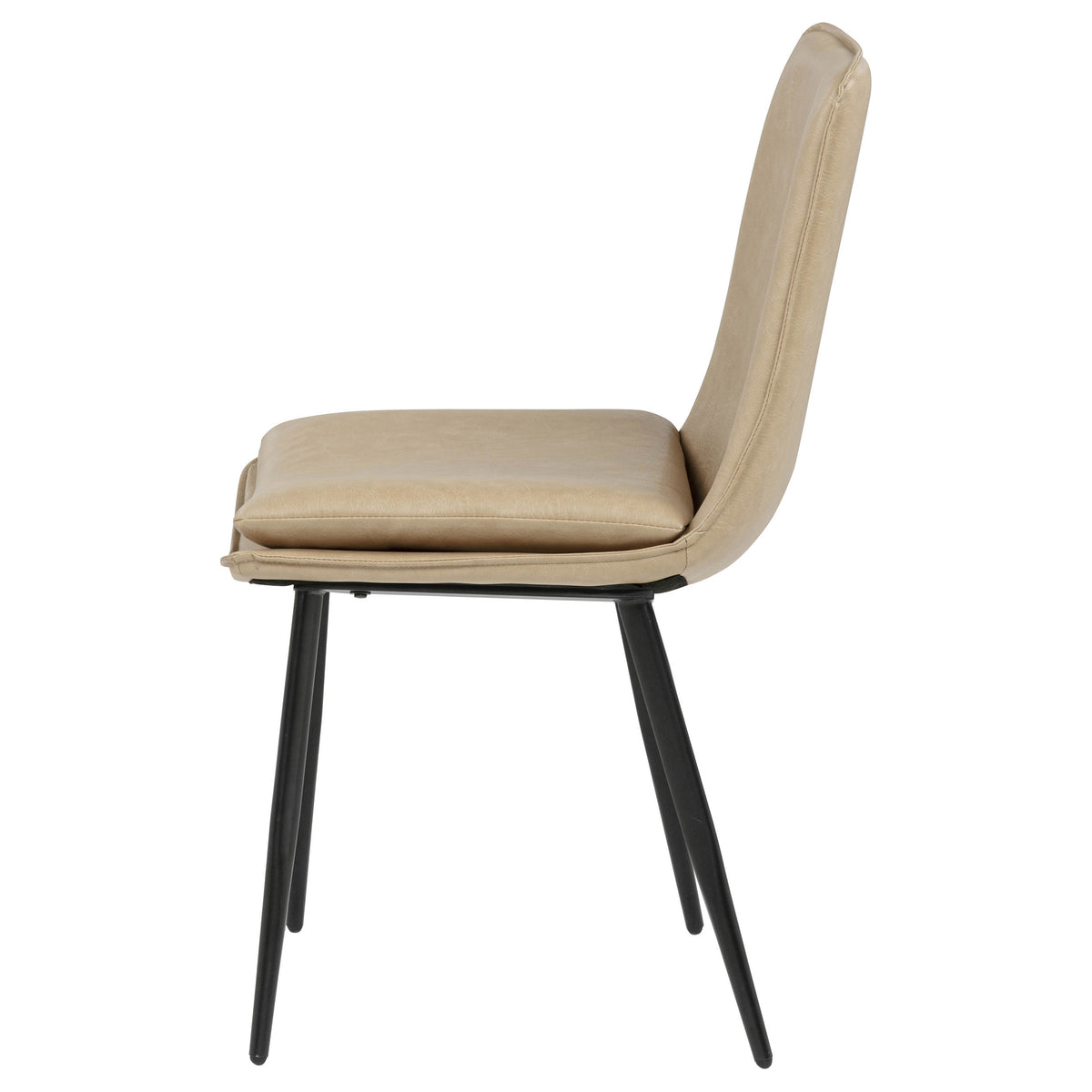 Ortega Upholstered Dining Side Chairs (Set of 2) - Tan Leatherette Bucket Seat on Black Metal Legs – view 6