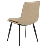 Ortega Upholstered Dining Side Chairs (Set of 2) - Tan Leatherette Bucket Seat on Black Metal Legs – view 7