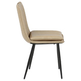 Ortega Upholstered Dining Side Chairs (Set of 2) - Tan Leatherette Bucket Seat on Black Metal Legs – view 10