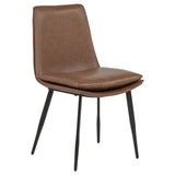 Ortega Dining Collection - 46" Round Marble Top Pedestal Table, Coffee Leatherette Chairs & Marble Top Sideboard – view 12