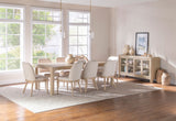 Solano 90" Extension Dining Table & Sets - Weathered Mango with Curved Legs, Beige Upholstered Chairs & Sideboard – view 18