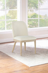 Solano 90" Extension Dining Table & Sets - Weathered Mango with Curved Legs, Beige Upholstered Chairs & Sideboard - lifestyle