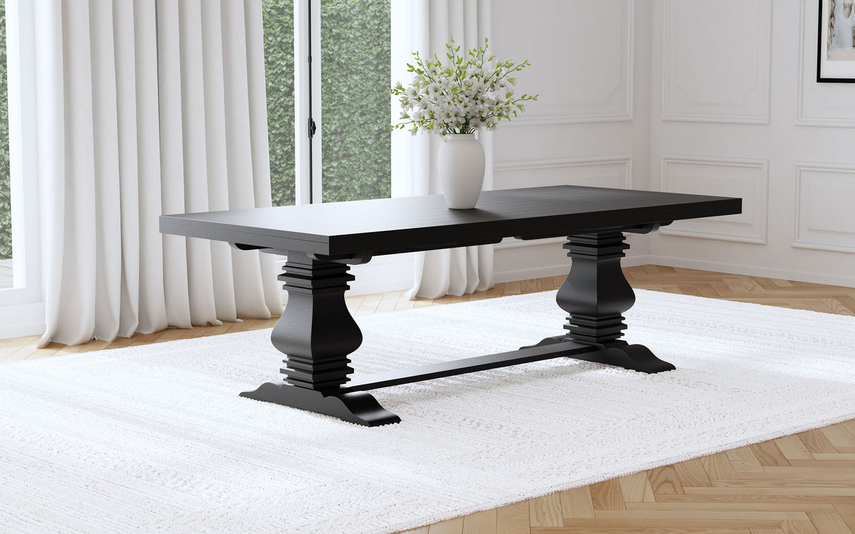 Baney Extension Dining Collection - Distressed Black Trestle Table, Round Pedestal Table, Sideboard & Wingback Chairs – view 11