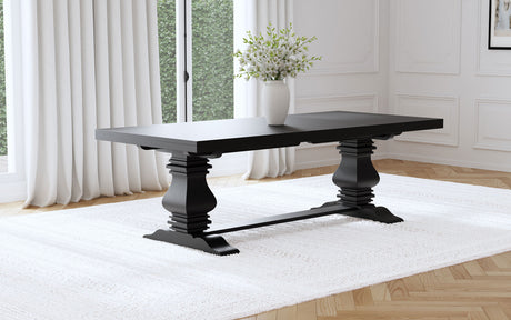 Baney Extension Dining Collection - Distressed Black Trestle Table, Round Pedestal Table, Sideboard & Wingback Chairs – view 11