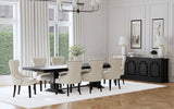 Baney Extension Dining Collection - Distressed Black Trestle Table, Round Pedestal Table, Sideboard & Wingback Chairs