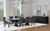 Baney Extension Dining Collection - Distressed Black Trestle Table, Round Pedestal Table, Sideboard & Wingback Chairs