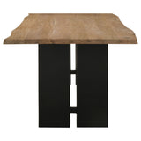 Bradshaw 80" Live Edge Acacia Dining Table - Black Iron Double Pedestal Base in Natural – view 4