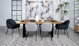 Bradshaw 80" Live Edge Acacia Dining Table - Black Iron Double Pedestal Base in Natural – view 8