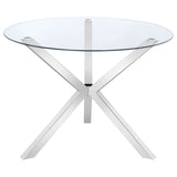 Vance 41" Round Glass Top Dining Table - Chrome Asterisk Base, Contemporary – view 3