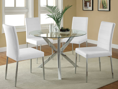 Vance 41" Round Glass Top Dining Table - Chrome Asterisk Base, Contemporary – view 5