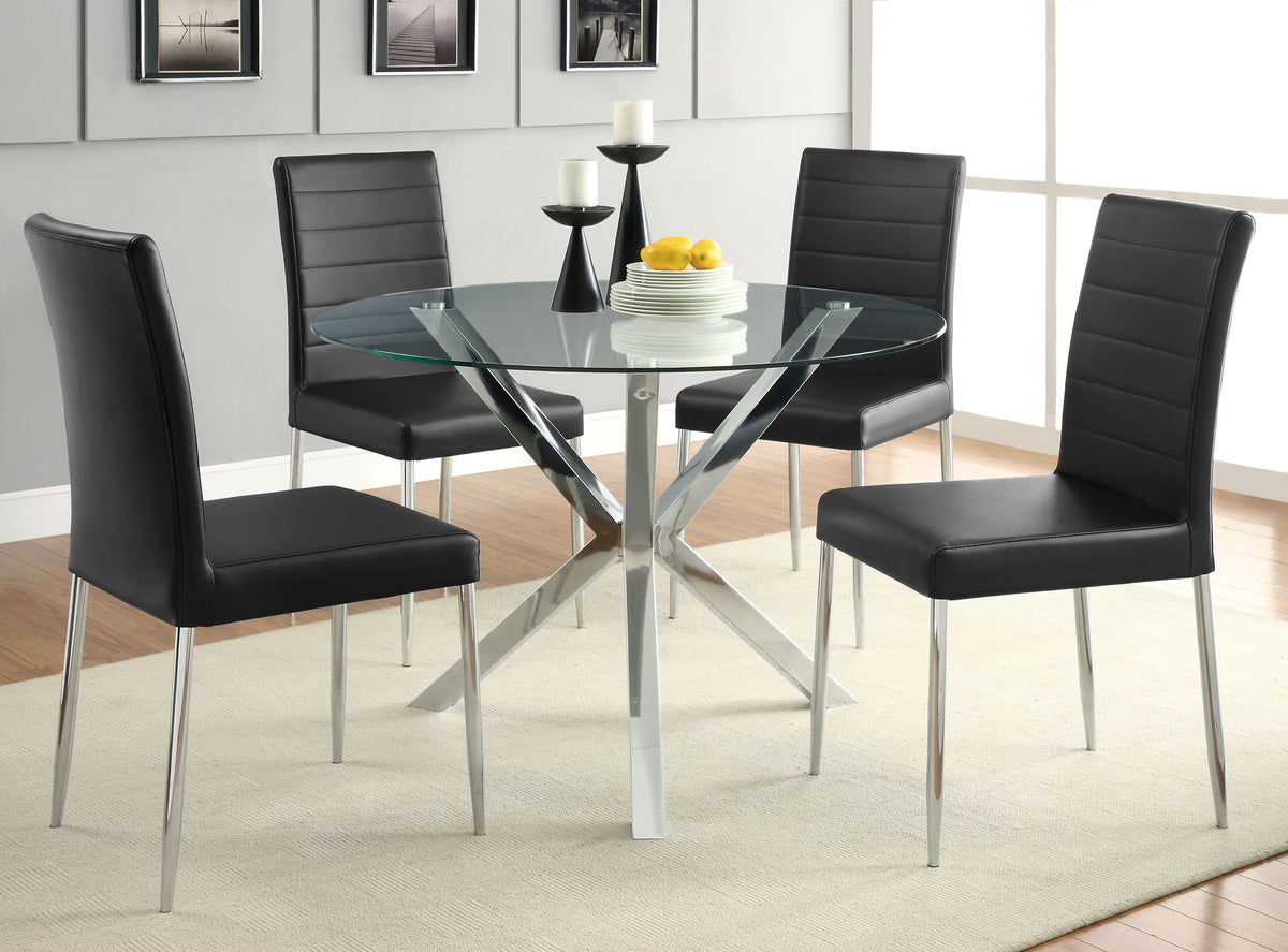 Vance 41" Round Glass Top Dining Table - Chrome Asterisk Base, Contemporary – view 6