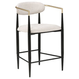 Tina Upholstered Counter Height Stools (Set of 2) - Open Back in Light Beige Linen with Black Footrest Base – view 3