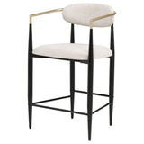 Tina Upholstered Counter Height Stools (Set of 2) - Open Back in Light Beige Linen with Black Footrest Base – view 5