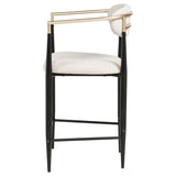 Tina Upholstered Counter Height Stools (Set of 2) - Open Back in Light Beige Linen with Black Footrest Base – view 6