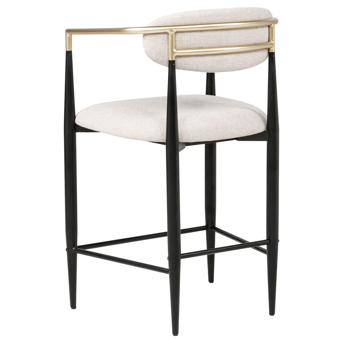Tina Upholstered Counter Height Stools (Set of 2) - Open Back in Light Beige Linen with Black Footrest Base – view 7