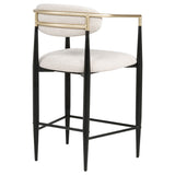 Tina Upholstered Counter Height Stools (Set of 2) - Open Back in Light Beige Linen with Black Footrest Base – view 8