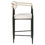 Tina Upholstered Counter Height Stools (Set of 2) - Open Back in Light Beige Linen with Black Footrest Base – view 9