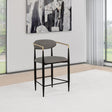 Tina Open-Back Counter Height Chairs, Set of 2 - Dark Grey Linen-Like Seats on Black Metal Base – view 1
