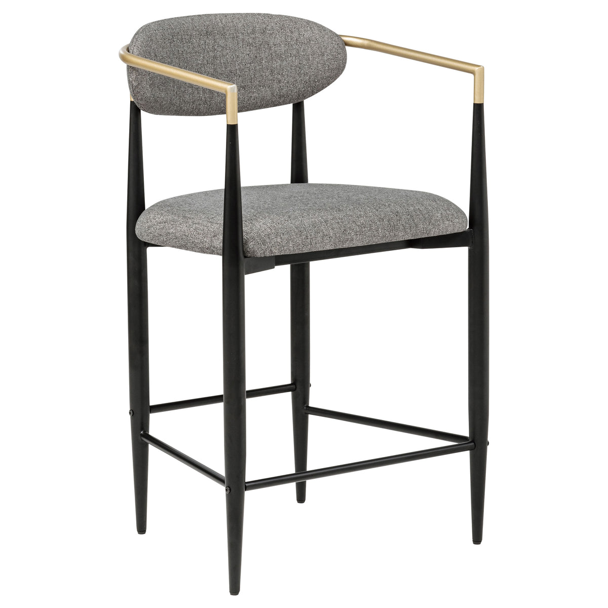 Tina Open-Back Counter Height Chairs, Set of 2 - Dark Grey Linen-Like Seats on Black Metal Base – view 3