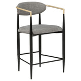 Tina Open-Back Counter Height Chairs, Set of 2 - Dark Grey Linen-Like Seats on Black Metal Base – view 3