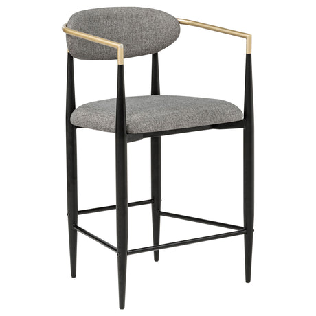 Tina Open-Back Counter Height Chairs, Set of 2 - Dark Grey Linen-Like Seats on Black Metal Base – view 3