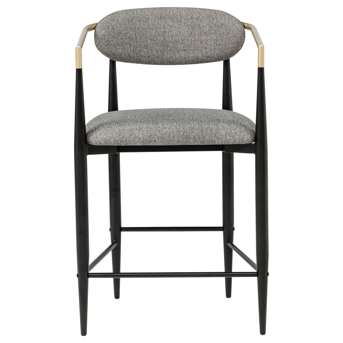Tina Open-Back Counter Height Chairs, Set of 2 - Dark Grey Linen-Like Seats on Black Metal Base – view 4
